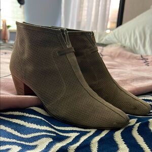 Perforated Tan Ankle Boots